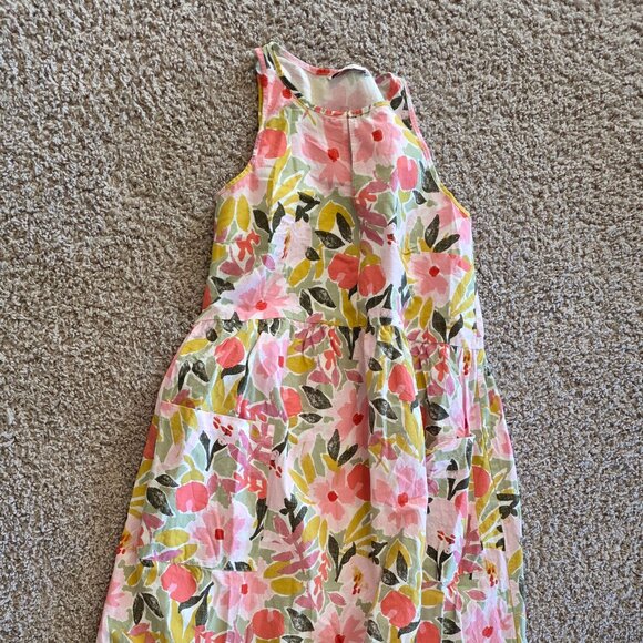 UK George Brand Cottage Garden Floral Print Linen Look Midi Dress - Picture 1 of 4